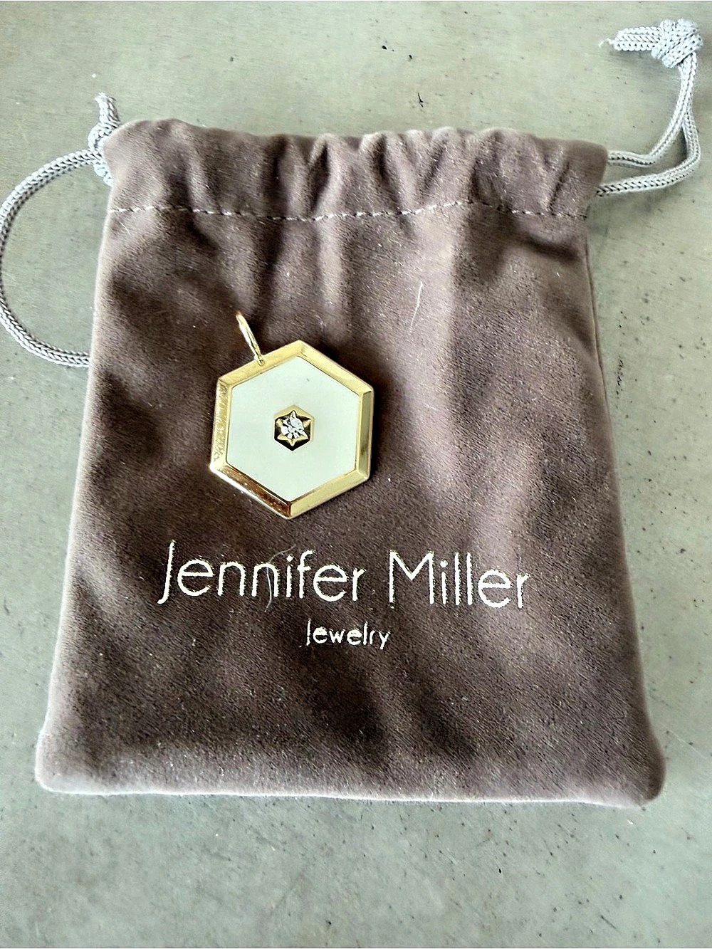 Jennifer Miller Geometric Pendant Necklace in White & Gold